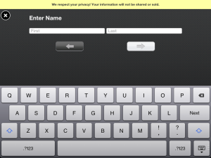enter name on ipad screen